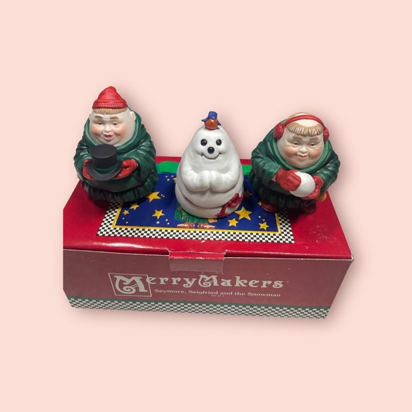 Department 56 Merry Makers Seymore, Seigfried and the‎ Snowman 9365-3 with Box - Picture 1 of 3